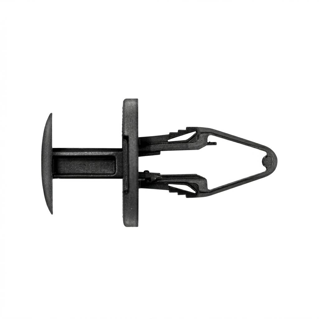 Black Nylon Push Type Retainers for Ford / G.M. - 21/64" (8.50mm) Hole Size - 22mm Stem - 20mm Flange - Replaces Ford # W712196S300, G.M. # 11589293